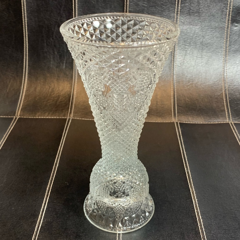 Vintage Vase/Candle Holder Cut Glass Heart Design